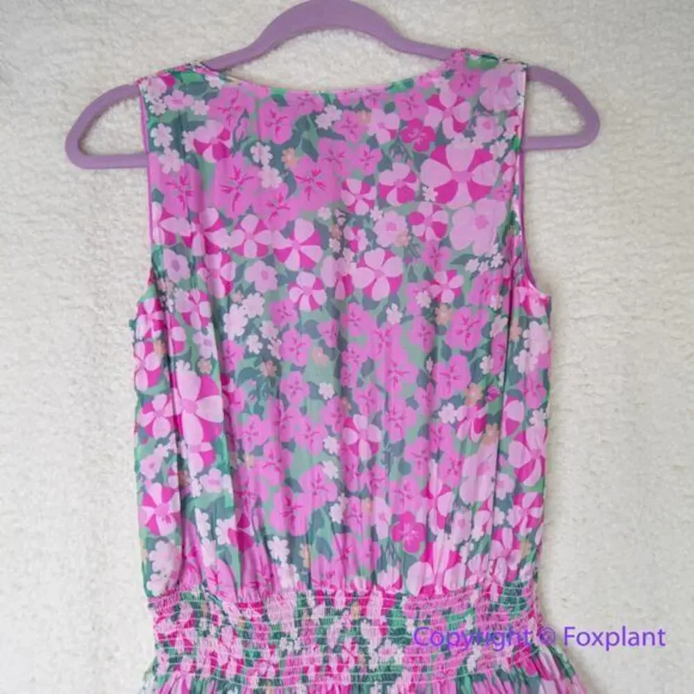New! Vineyard Vines Silk Blend Montauk Daisy‎ Peapode Tea Rose Mini Dress, XS
